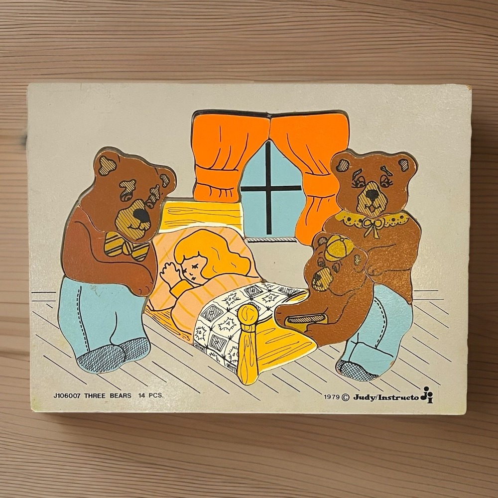 Vintage 1979 Judy Wooden Puzzle GOLDILOCKS and the THREE BEARS #J106007 14pc USA